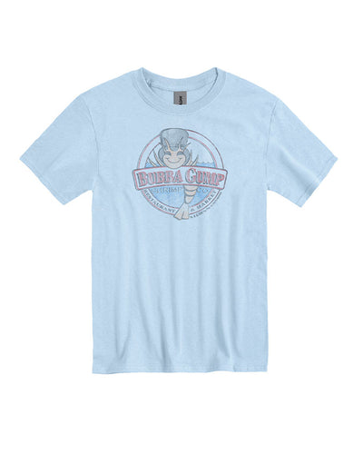 Light blue t-shirt with classic distressed Bubba Gump logo.