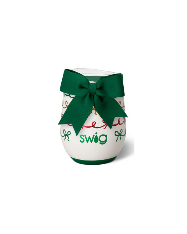 Swig Life | Christmas Bow | Stemless Wine Cup ~ FINAL SALE