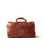 Other side of Saddle Stitch Weekender Duffle Bag without shoulder strap or King Ranch logo in front of white background.