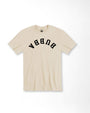 A beige short-sleeve crewneck t-shirt with the word 'BUBBA' printed in black arched block letters across the chest, displayed flat against a white background.
