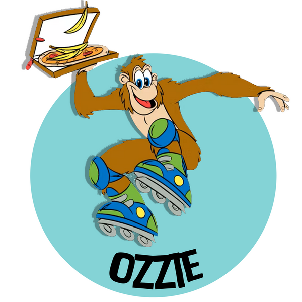 Icon of Ozzie, the orangutan cartoon-like drawing inside of the blue circle