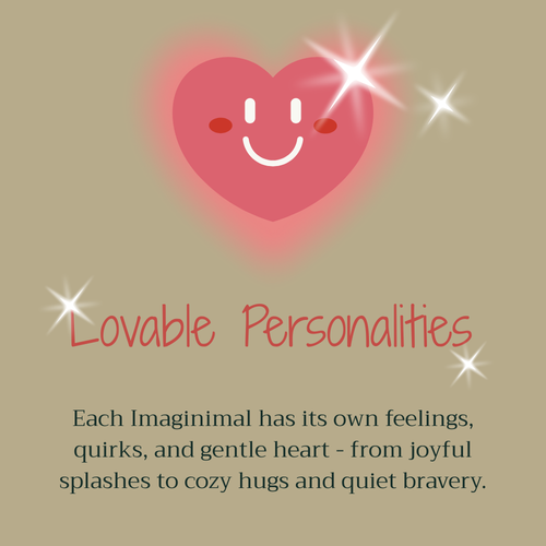 Heart with a smiley face and text about 'Lovable Personalities' on a beige background

