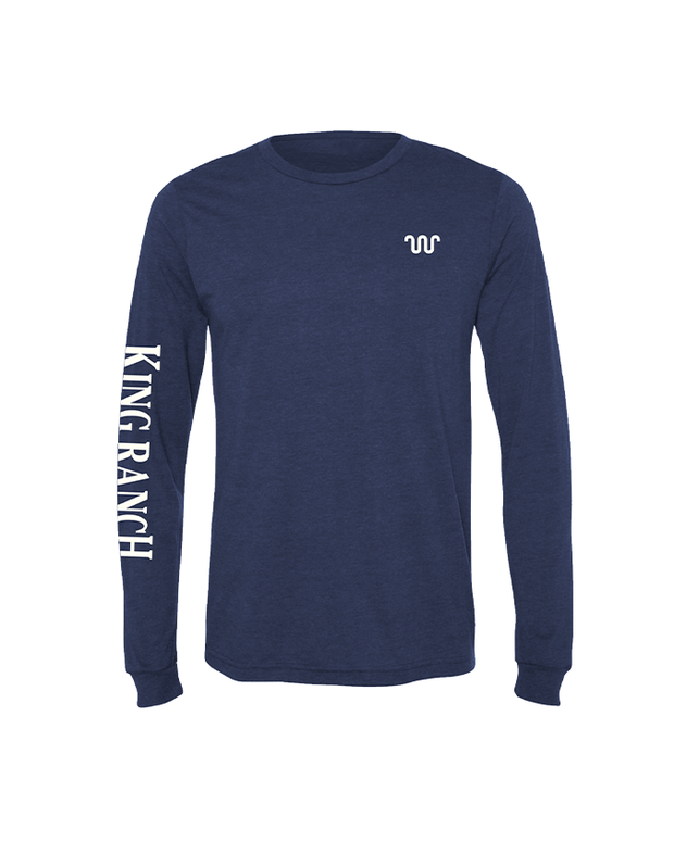 Navy long sleeve shirt with King Ranch branding on sleeve and left chest area.