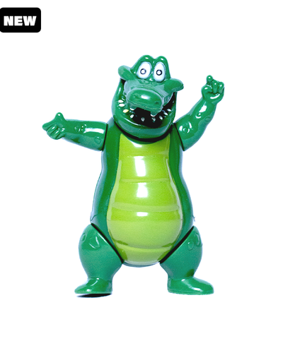 green alligator figurine with lime green belly. On top, left corner is a tag that says "NEW".