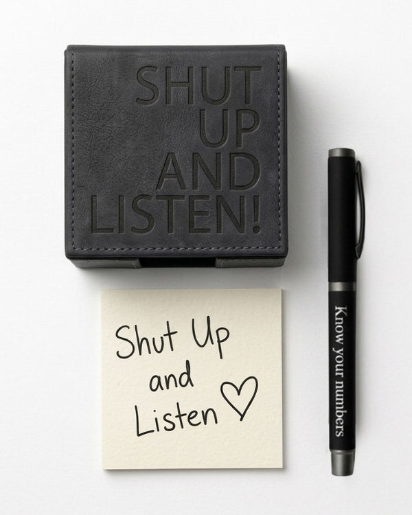 Shut Up & Listen! | Leather | Sticky Note Holder