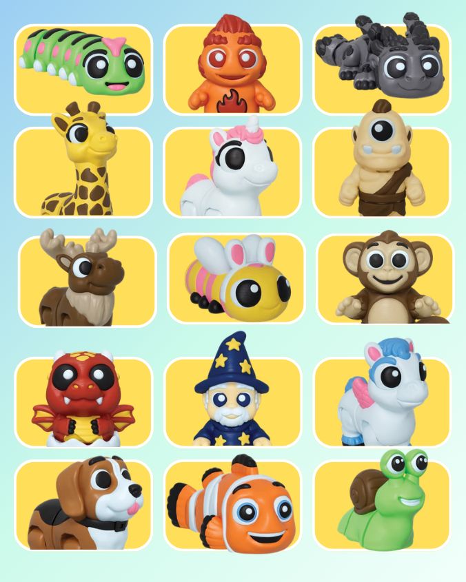 Wigglitz | The Original Collectable 3D Printed Figurines | 10 Pc. Mystery Pack