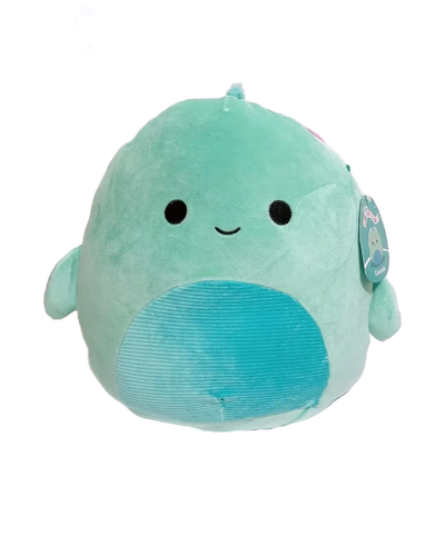 light teal turtle plush with darker teal belly.