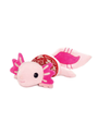 A pink axolotl featuring a vibrant red Christmas sweater, showcasing a playful and whimsical design