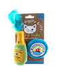 A product packaging for “Haute Diggity Kitty" featuring two cat toys. The left toy resembles a green champagne bottle with a label reading “Champagne” and a fluffy blue top, while the right toy is designed to look like a blue caviar tin with the label “Kityy Caviar.” Both toys are attached to a cardboard backing that has illustrations of cat ears and whiskers at the top, along with text indicating there are two cat toys included. 