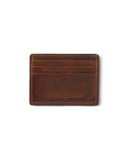 A brown leather card holder with visible stitching and embossed logo. The card holder has multiple card slots on one side and a small King Ranch logo displayed on a white background. 