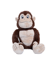 brown gorilla plush with tan ears, feet, chest and face.