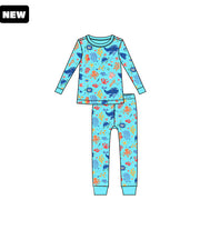 Graphic design illustration of the Under the Sea Youth PJ set with black "New" label in corner.
