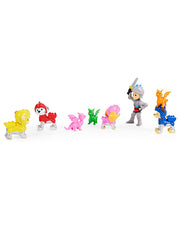Figures inside of box: Rubble, Marshall, pink and green mini dragons, Skye, Ryder, orange mini dragon, and Chase.