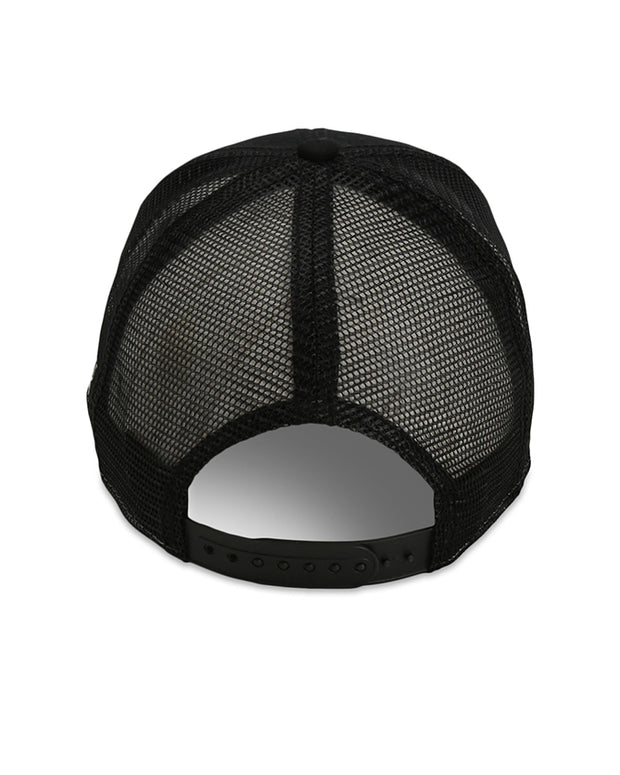 Back view of cap to show mesh backing and adjutable snapback.