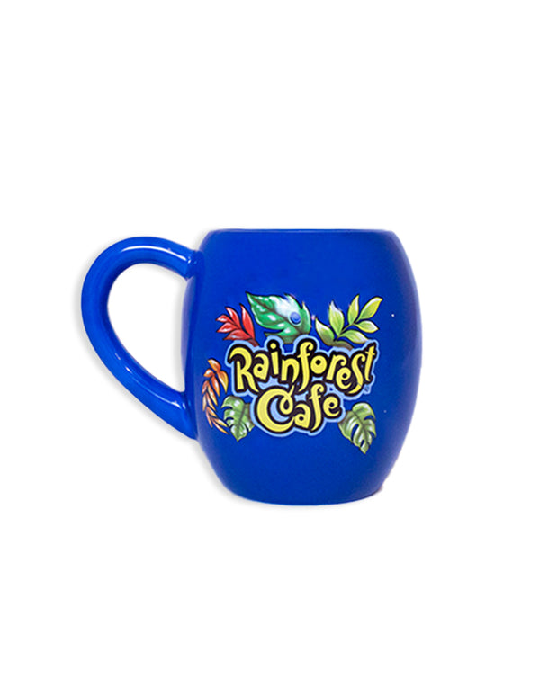Back of Rainforest Cafe Bamba Coffee Mug with Rainforest Cafe logo painted in yellow.