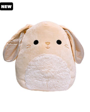 Light orange bunny Squishmallow with floppy ears, a smiling face, a fluffy stomach, and black "New" tag in top corner.