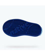Blue soles with "Native" logo spread across.