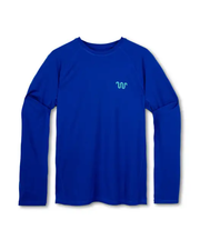 Blue long sleeve shirt with King Ranch logo in front of white background.