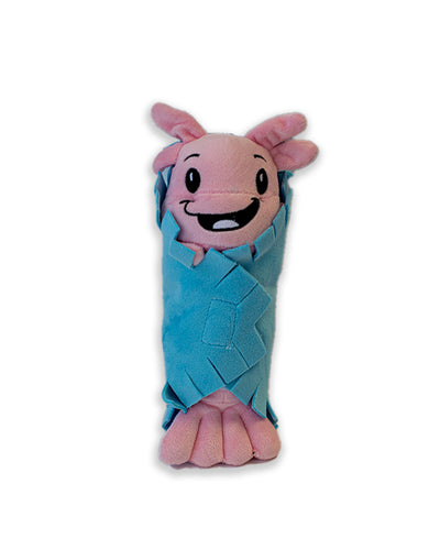 Pink Shrimp Louie in a Blanket plush.