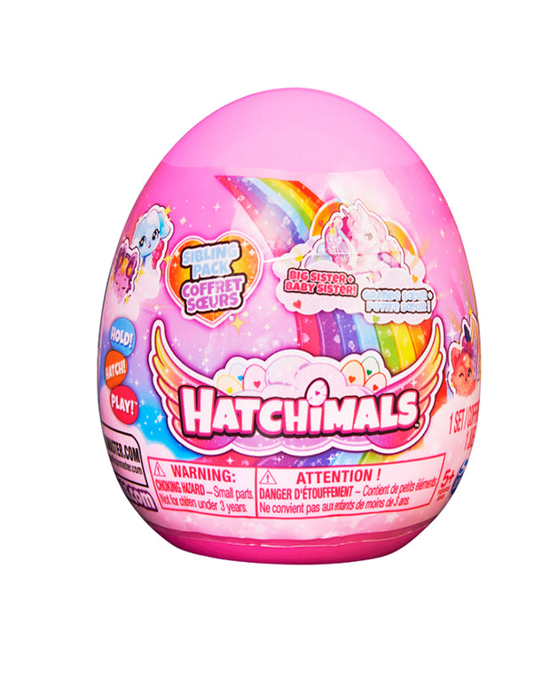 Pink Hatchimals egg packaging for Sibling Packs.