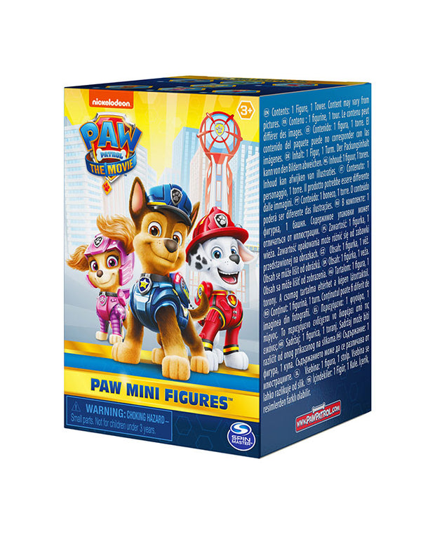 Box for Paw Patrol Mini Movie Figures that has Skye, Chase, and Marshall on the front.